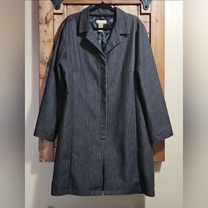 Cotton Ginny Dark Grey W/ Gold Pinstripe Unlined Blazer Jacket L